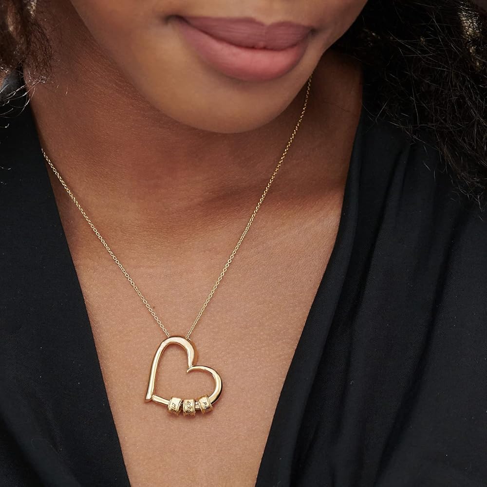 Personalized Heart Bead Necklace 24 natural 3